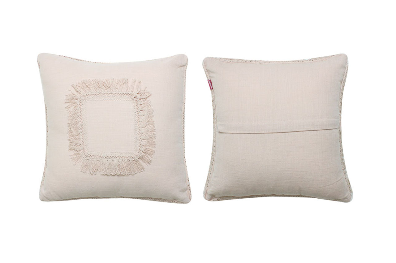 Squared Fringes Cushion Covers Set of 2 Pcs (16*16 Inches)